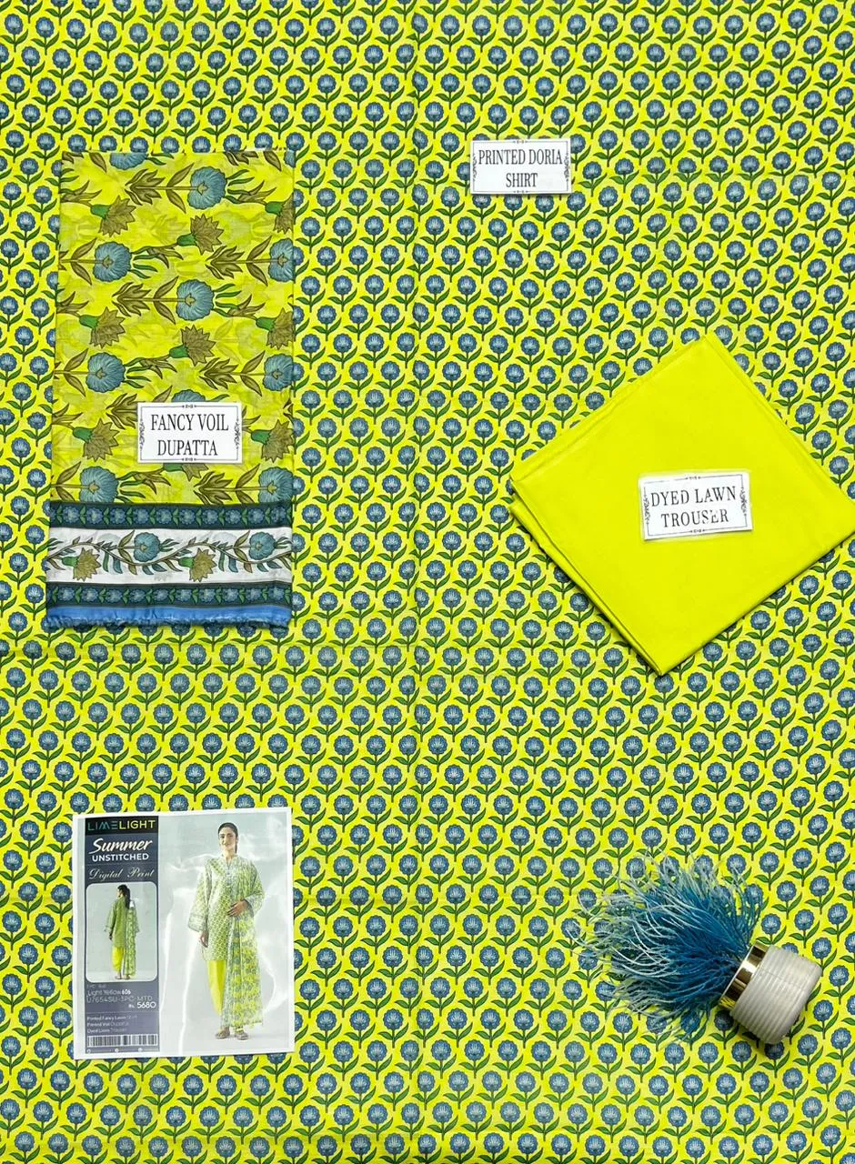 Yellow Printed 3-Piece Lawn Suit Set