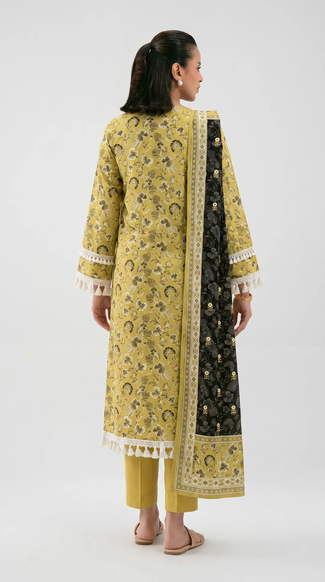 Golden Printed 3-Piece Lawn Suit for Women