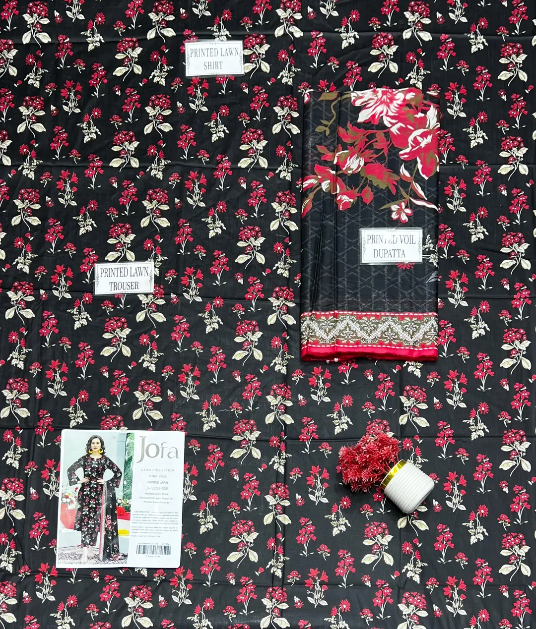 Women's 3-Piece Printed Lawn Suit Black