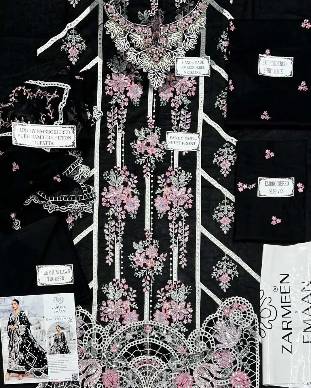3 Pcs Women's Unstitched Embroidered Suit