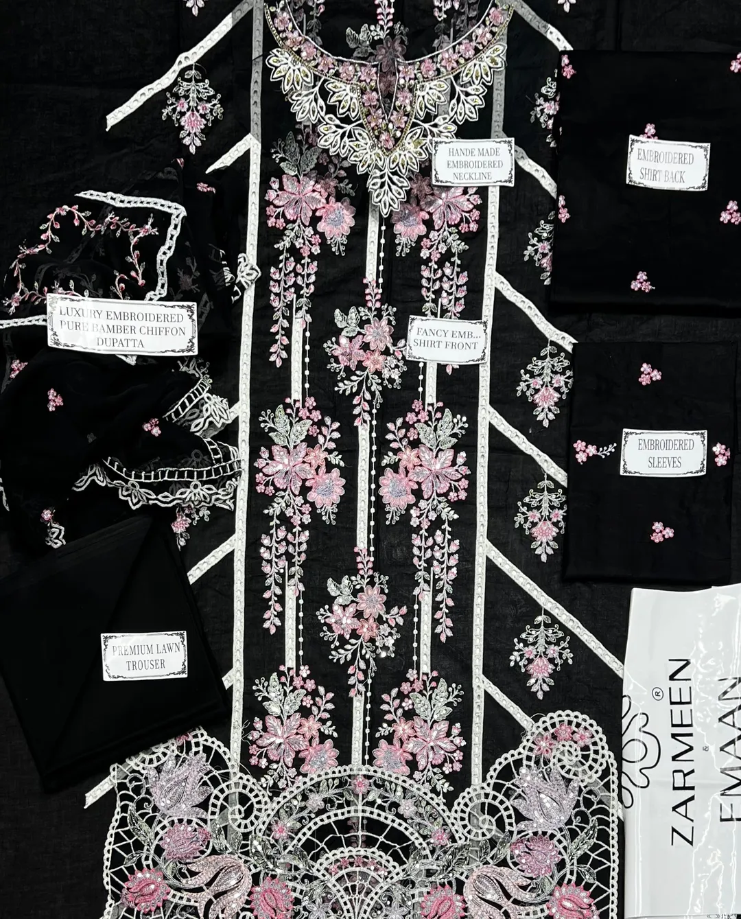 3 Pcs Women's Unstitched Embroidered Suit