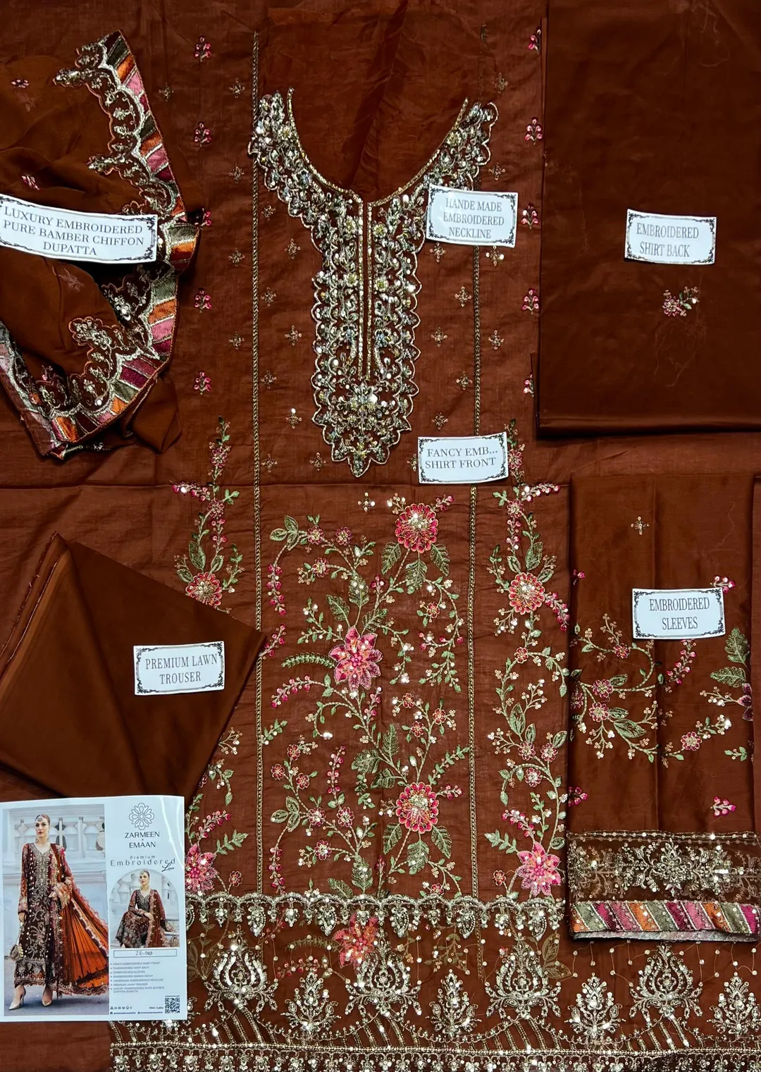 3 Pcs Women's Unstitched Embroidered Suit