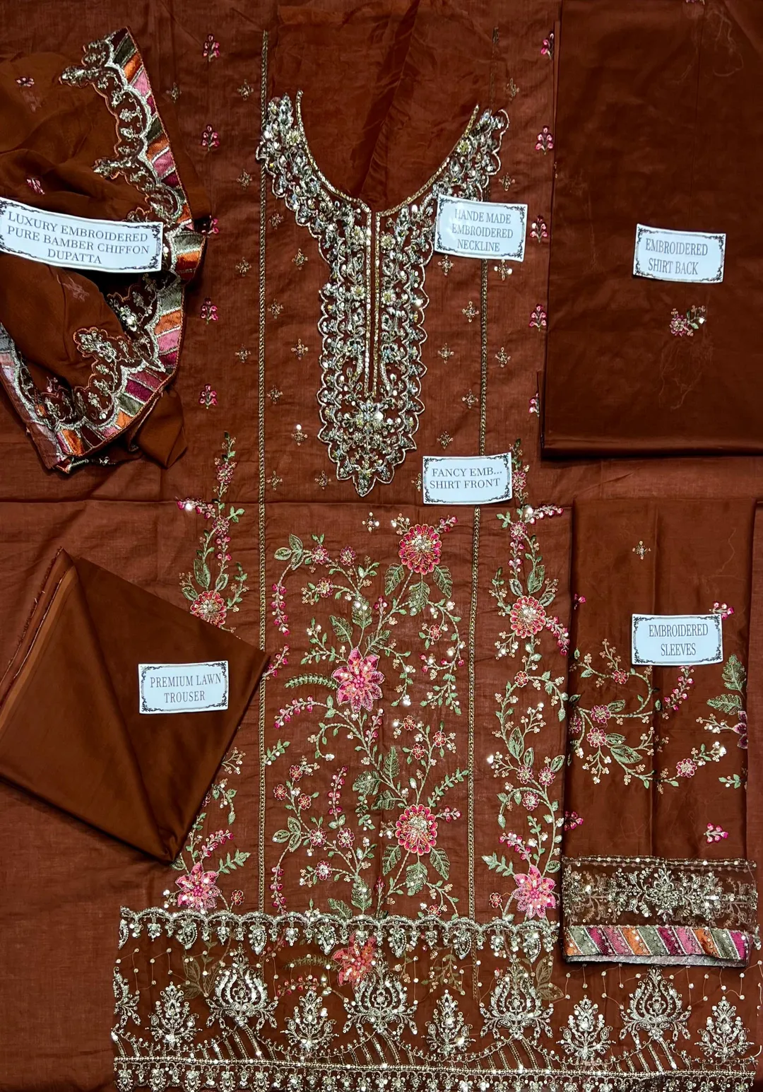 3 Pcs Women's Unstitched Embroidered Suit