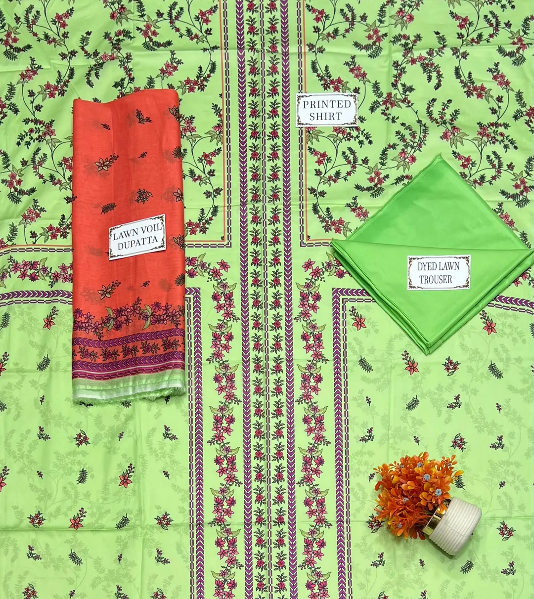 3 Pcs Women's Unstitched Printed Suit