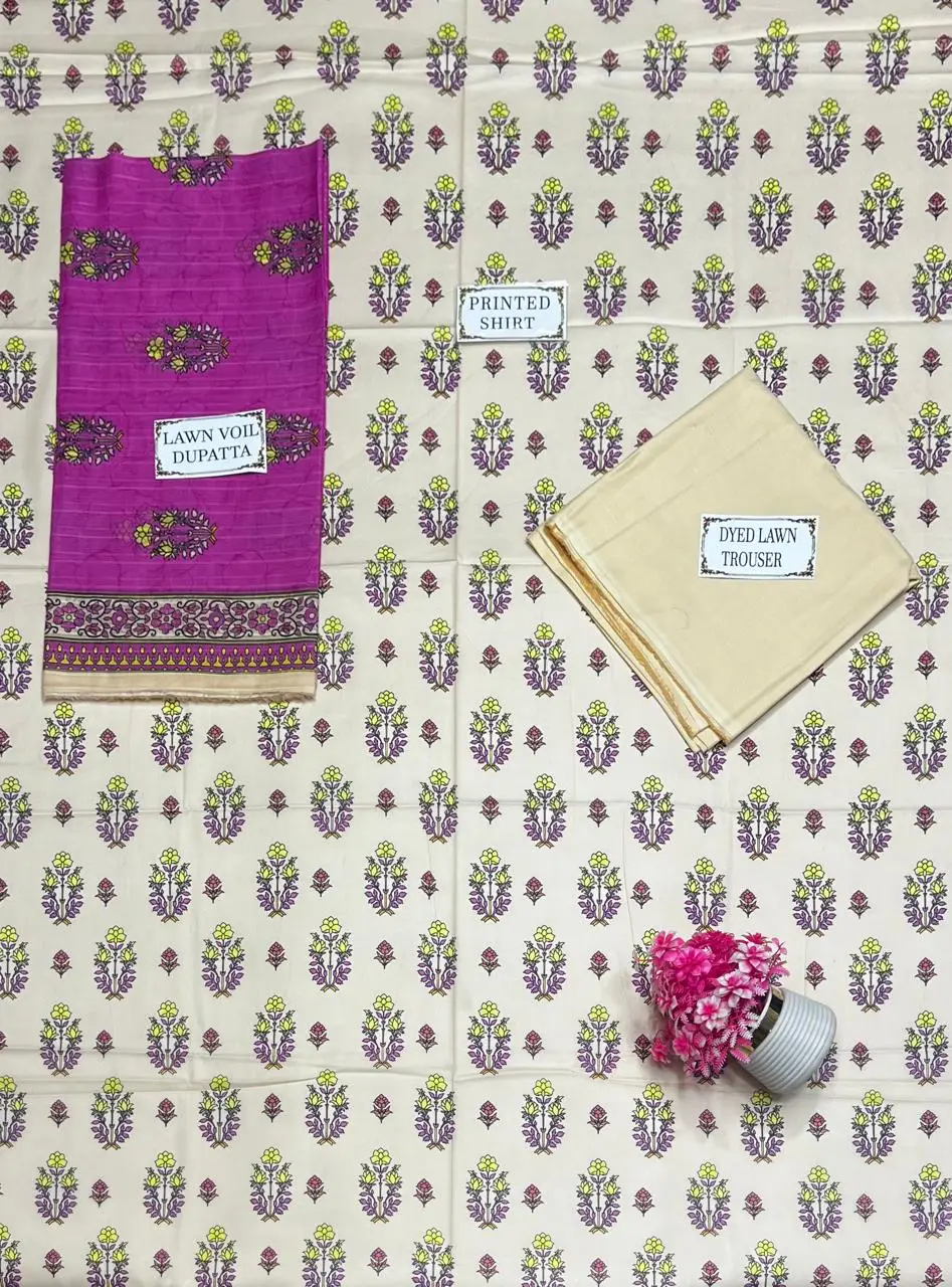 3 Pcs Women's Unstitched Printed Suit