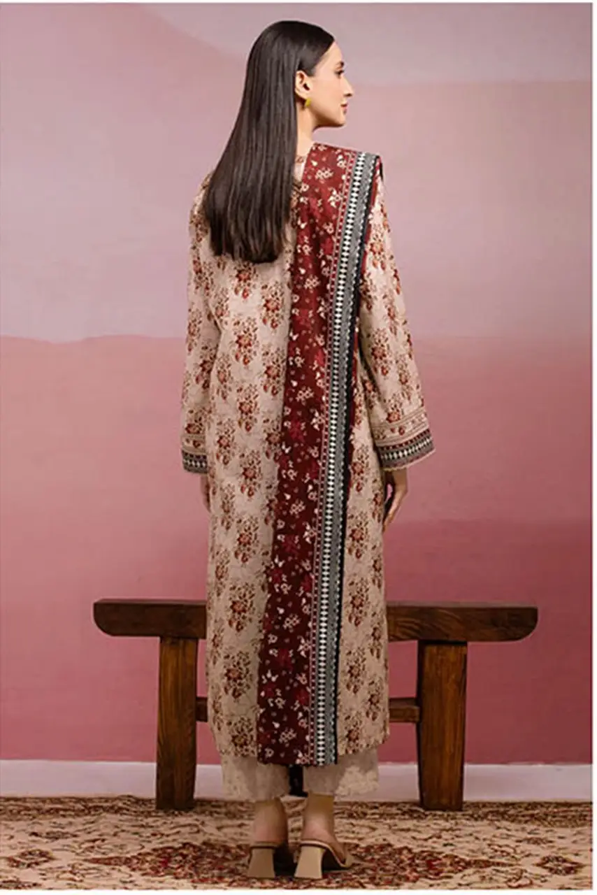 3 Pcs Women's Unstitched Printed Suit