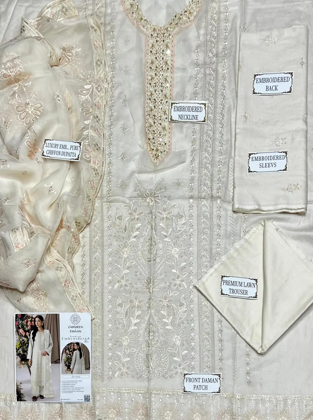 3 Pcs Women's Unstitched Plain Suit