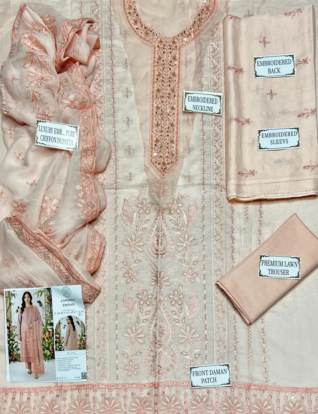 3 Pcs Women's Unstitched Plain Suit