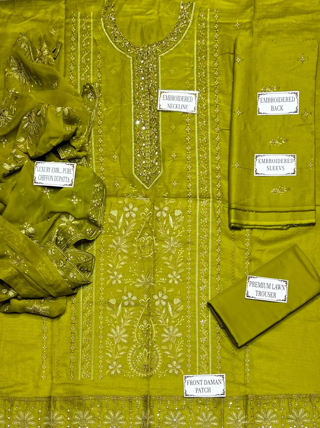 3 Pcs Women's Unstitched Plain Suit