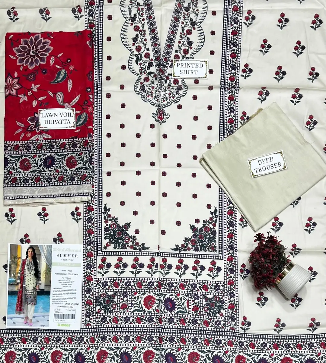 3 Pcs Women's Unstitched Printed Suit
