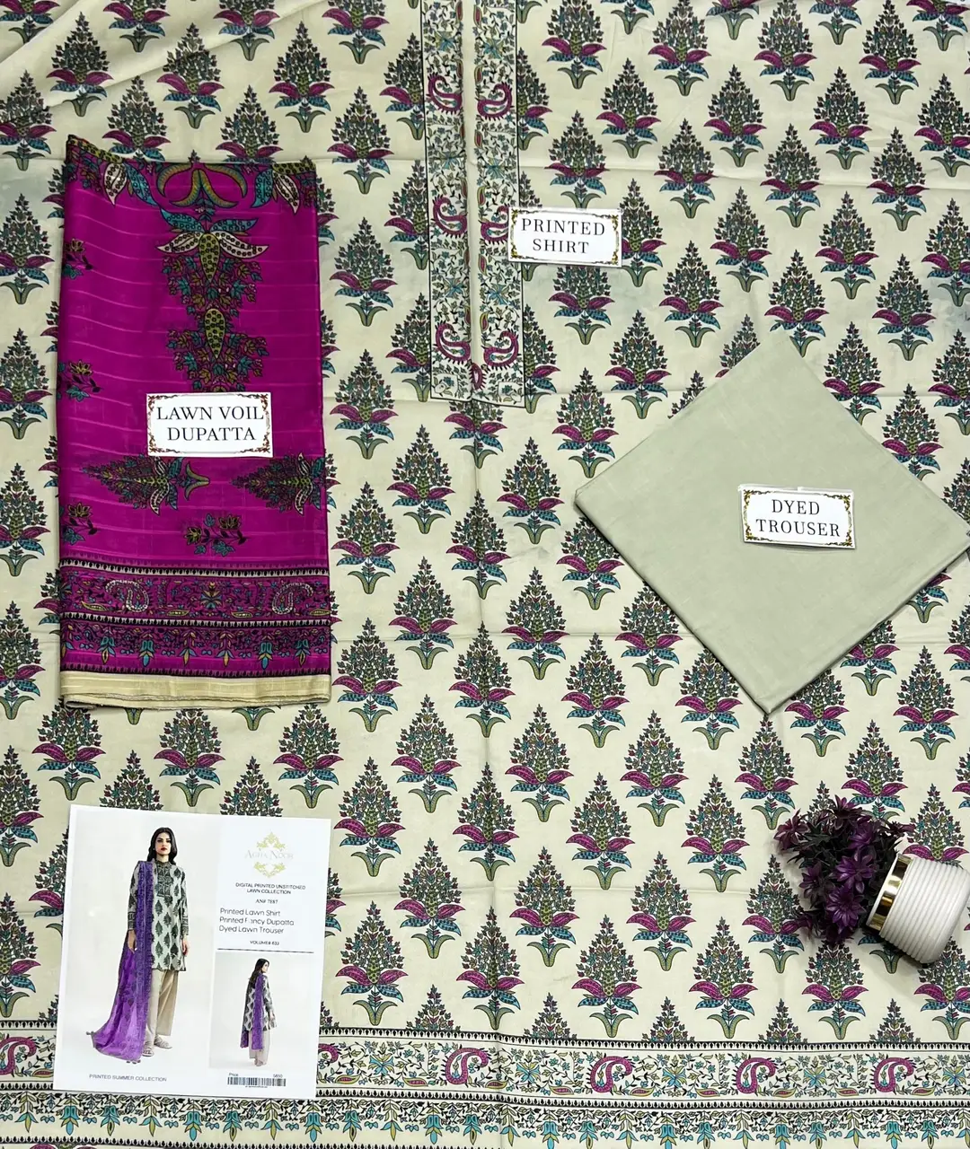 3 Pcs Women's Unstitched Printed Suit