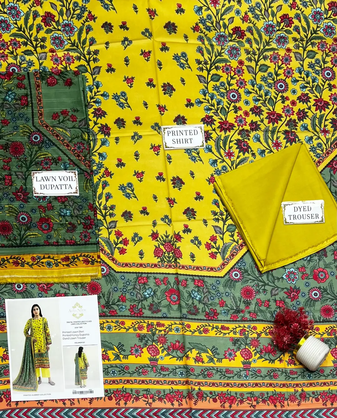 3 Pcs Women's Unstitched Printed Suit