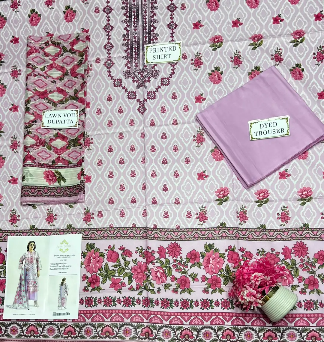 3 Pcs Women's Unstitched Printed Suit