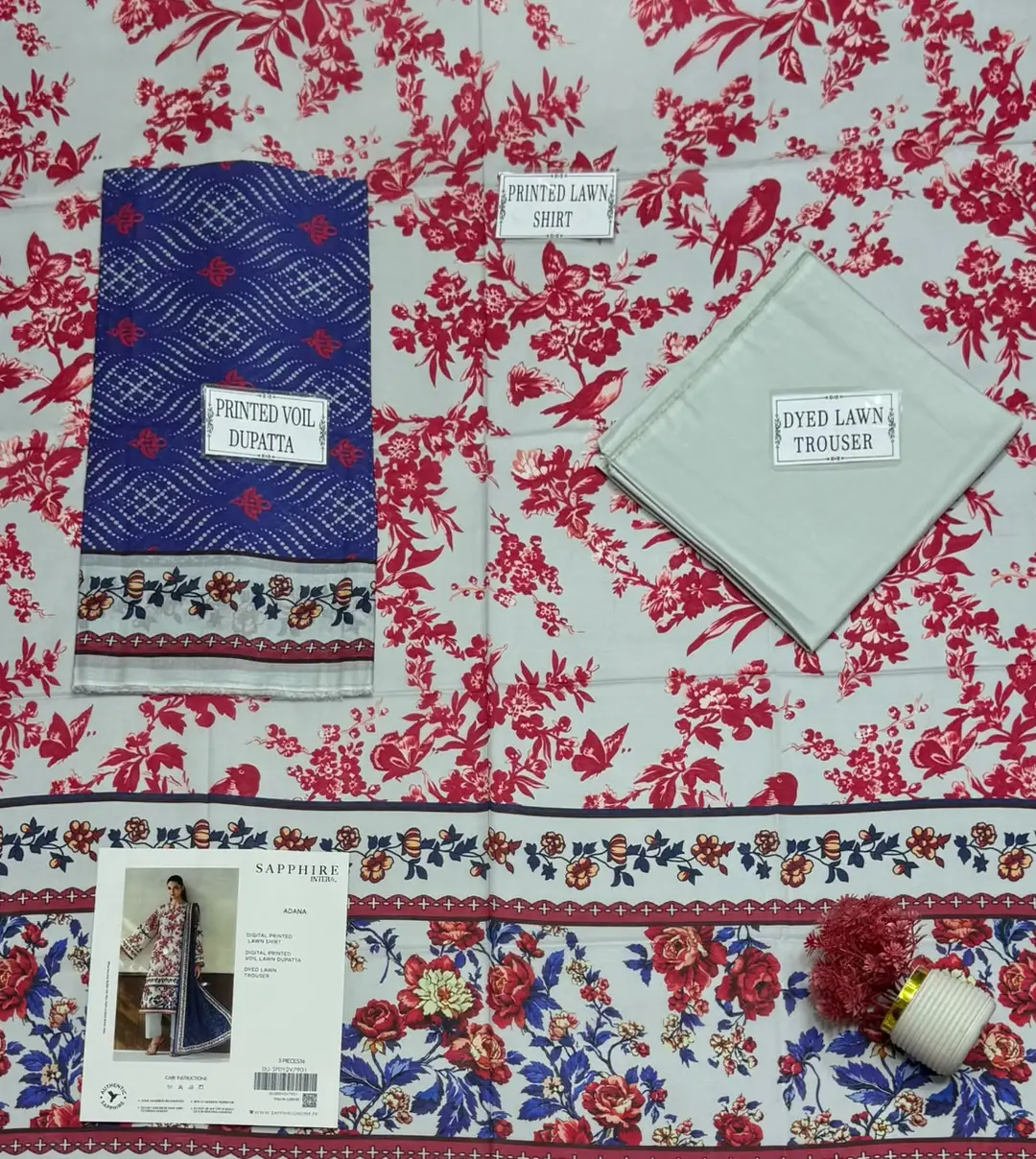 3 Pcs Women's Unstitched Printed Suit