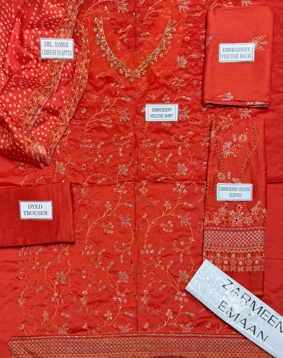 3 Pcs Women's Unstitched Embroidered Suit