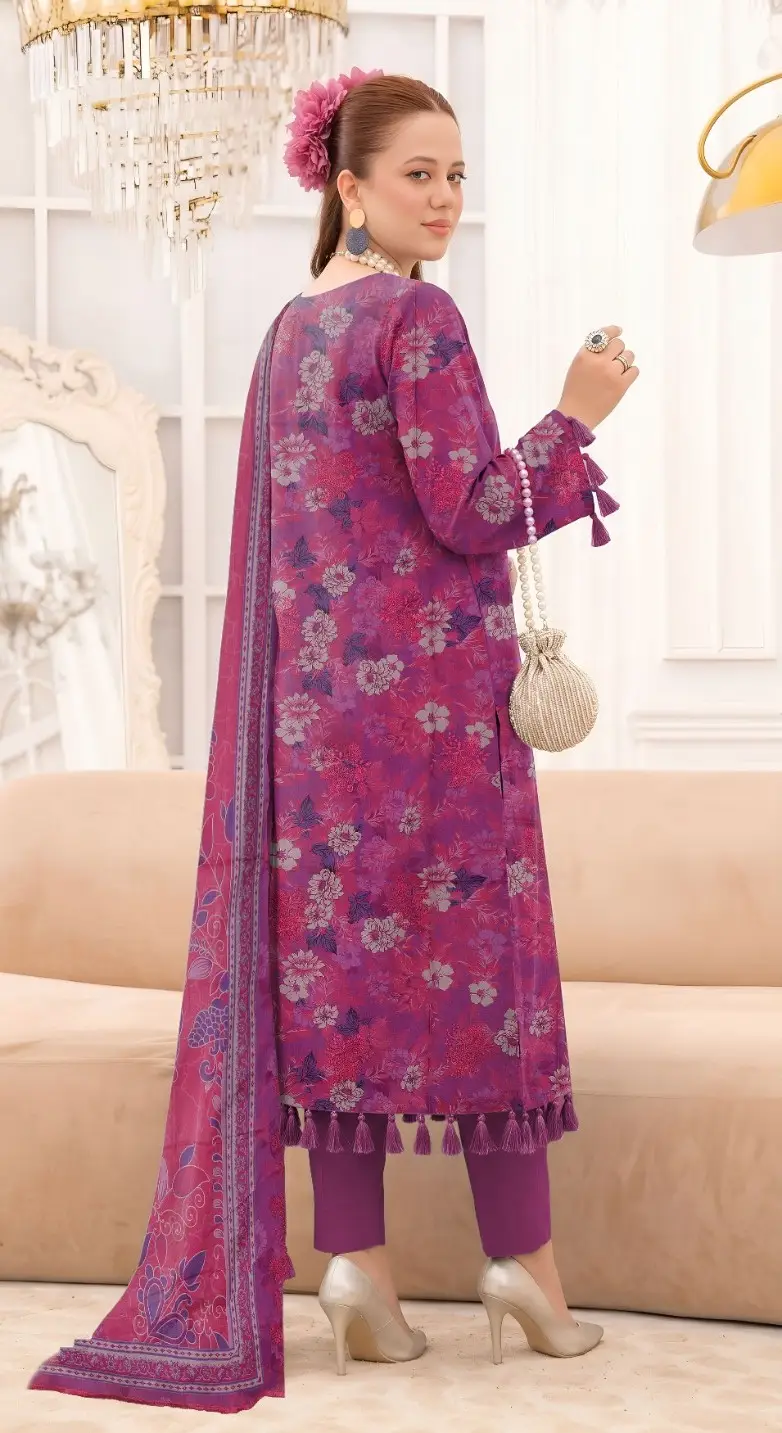 3 Pcs Women's Unstitched Printed Suit
