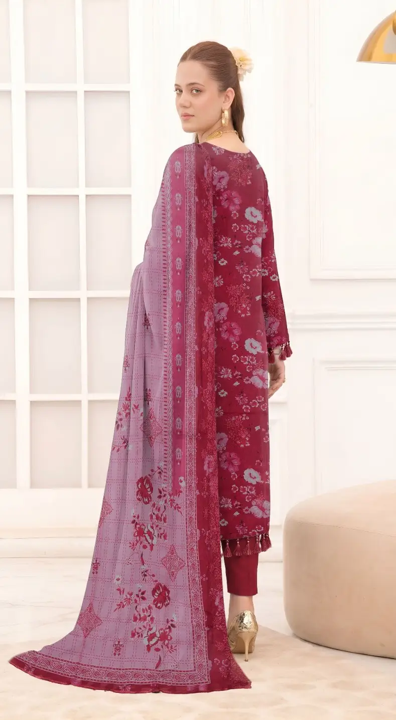 3 Pcs Women's Unstitched Printed Suit