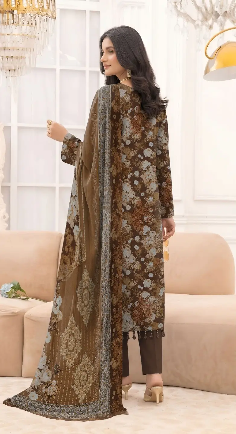 3 Pcs Women's Unstitched Printed Suit