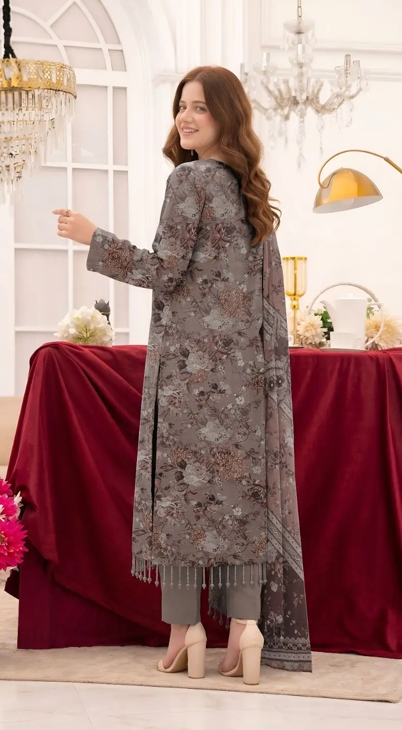 3 Pcs Women's Unstitched Printed Suit