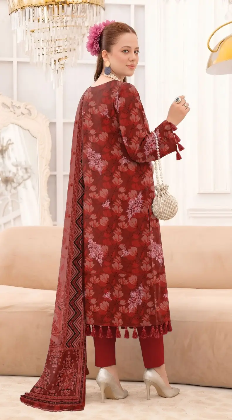 3 Pcs Women's Unstitched Printed Suit