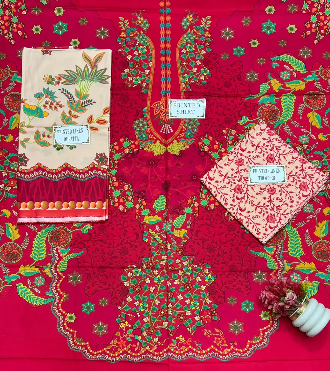3 Pcs Women's Unstitched Printed Suit