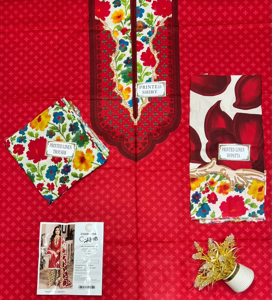 3 Pcs Women's Unstitched Printed Suit