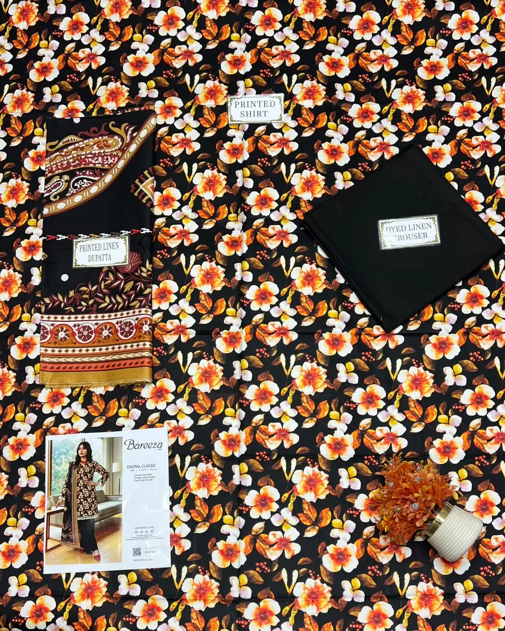 3 Pcs Women's Unstitched Printed Suit