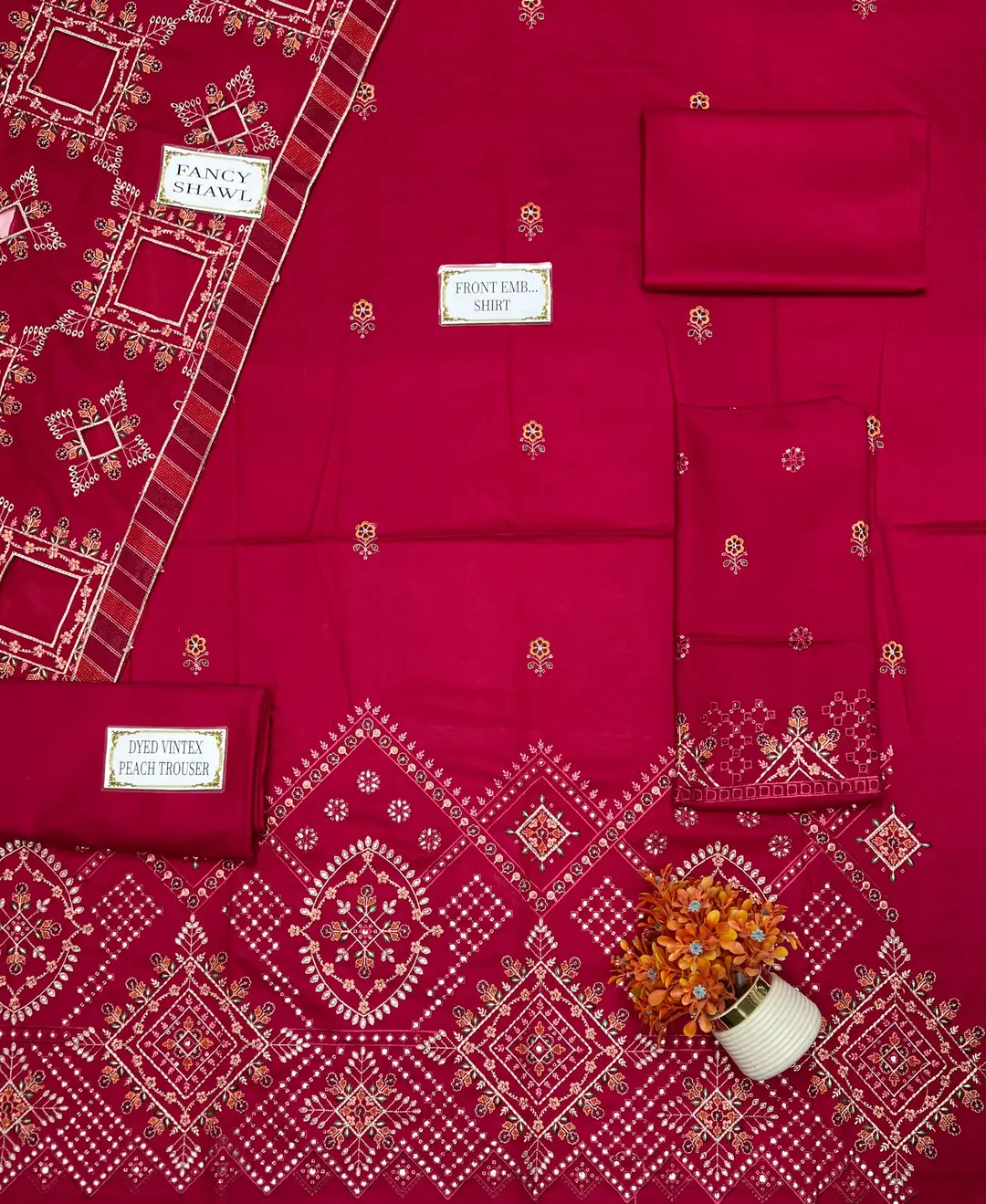 3 Pcs Women's Unstitched Plain Suit