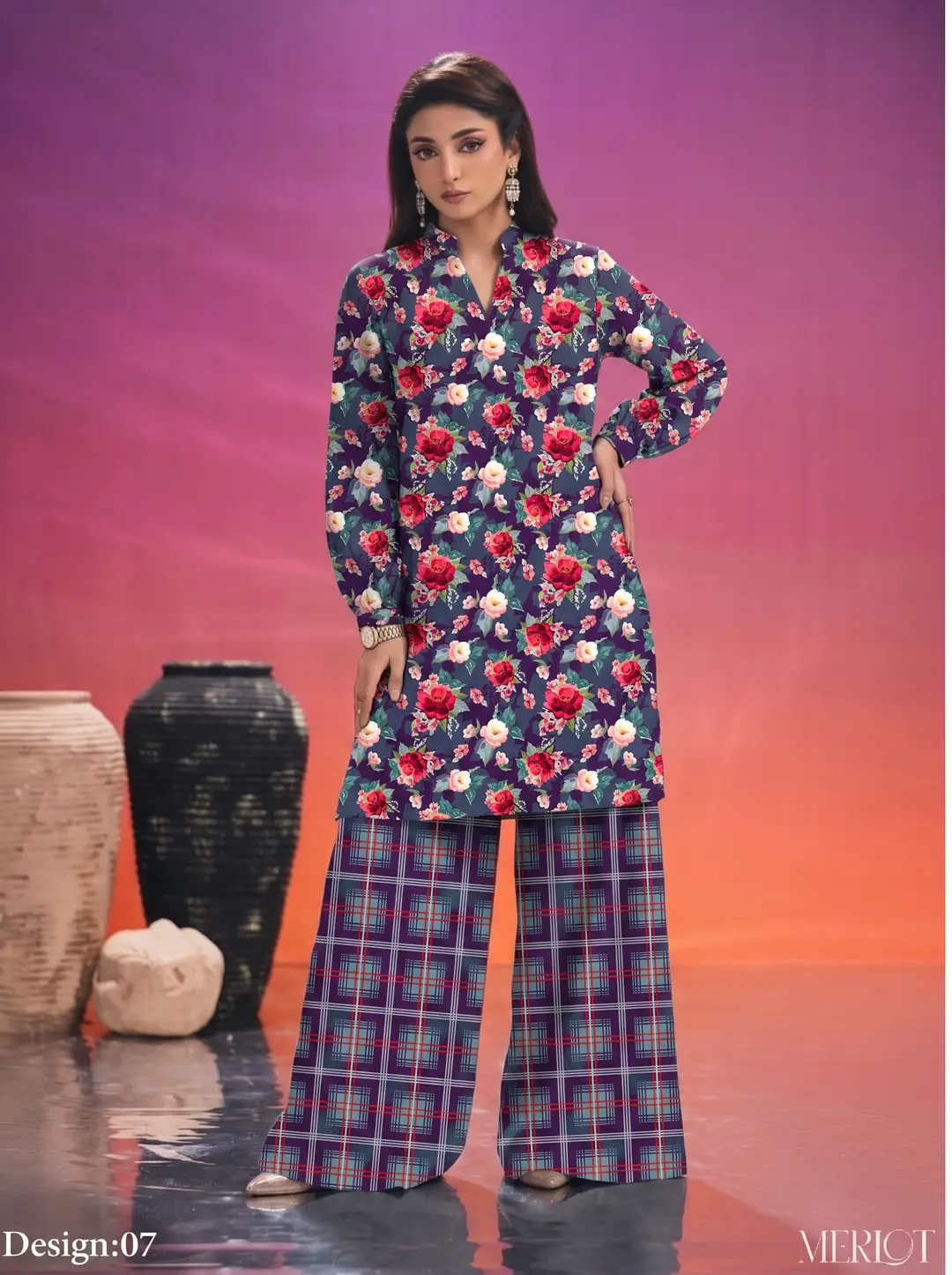 2 Pcs Women's Unstitched Printed Suit
