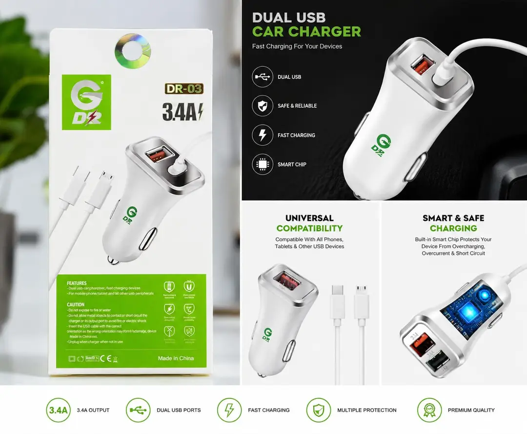 3 in 1 Car Charging Adapter 1