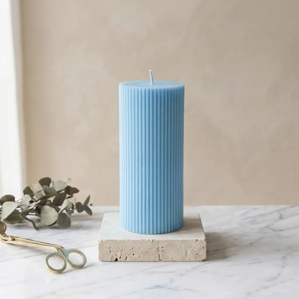 2pcs - Ribbed Pillar Scented Candles