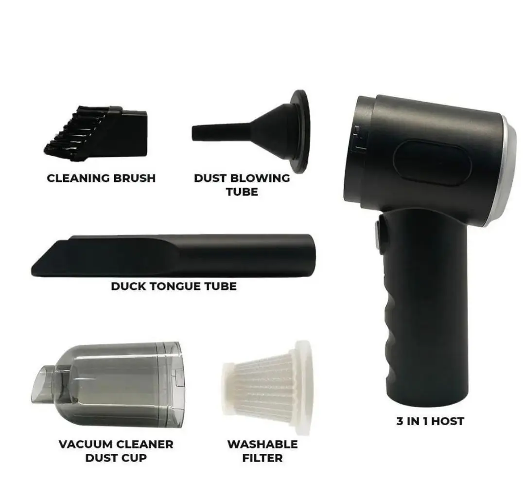 Portable 3-in-1 Vacuum 120W Rechargeable Black| 3 In 1 Portable Car Vacuum Cleaner