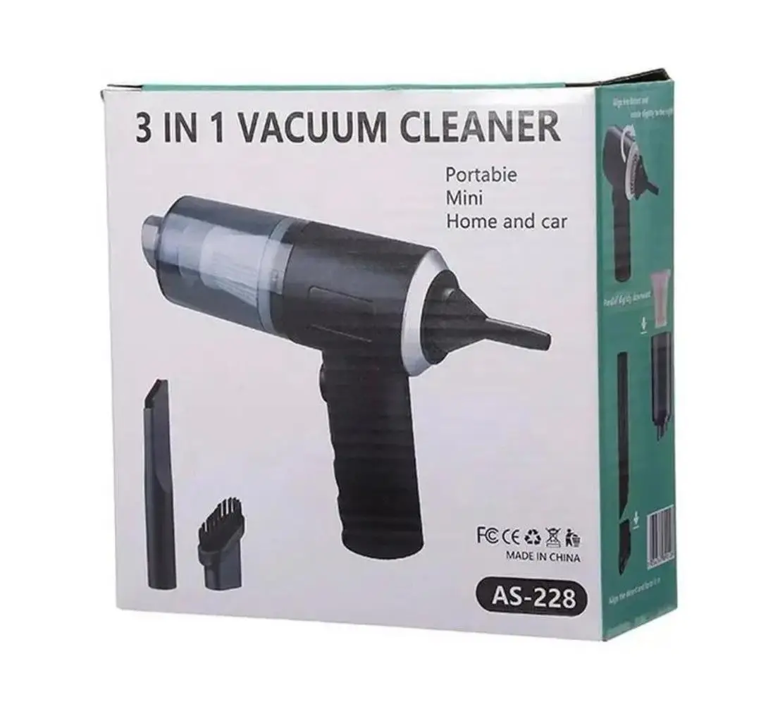 Portable 3-in-1 Vacuum 120W Rechargeable Black| 3 In 1 Portable Car Vacuum Cleaner