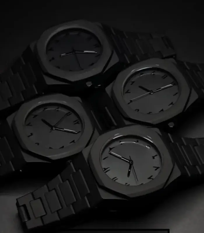 Black Arabic Aura Chain Watch for Men – Luxury Analogue Watch, Elegant Black Design, Comfortable Fit for Daily Wear