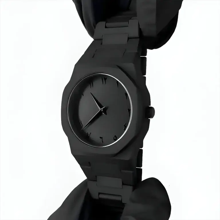 Black Arabic Aura Chain Watch for Men – Luxury Analogue Watch, Elegant Black Design, Comfortable Fit for Daily Wear