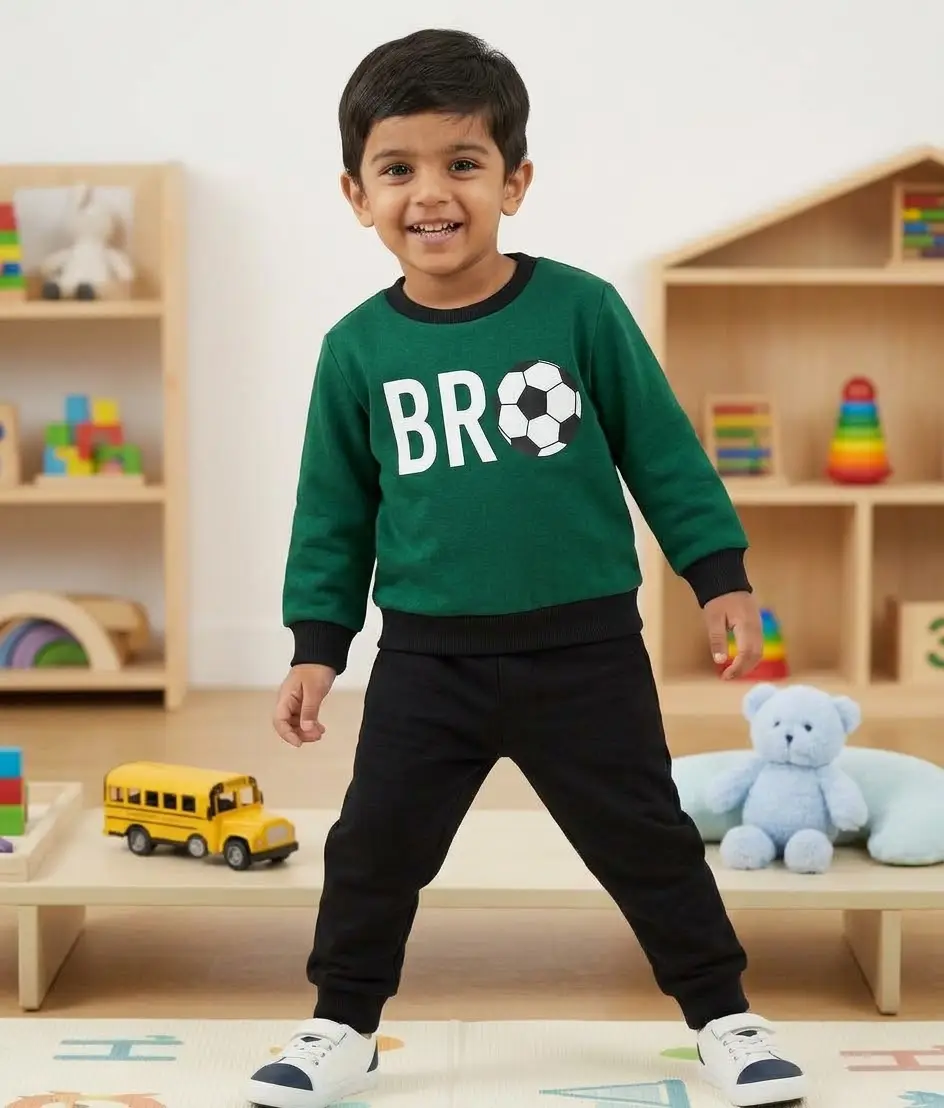 2 Pcs Girl's Fleece Printed Shirt And Trouser Set