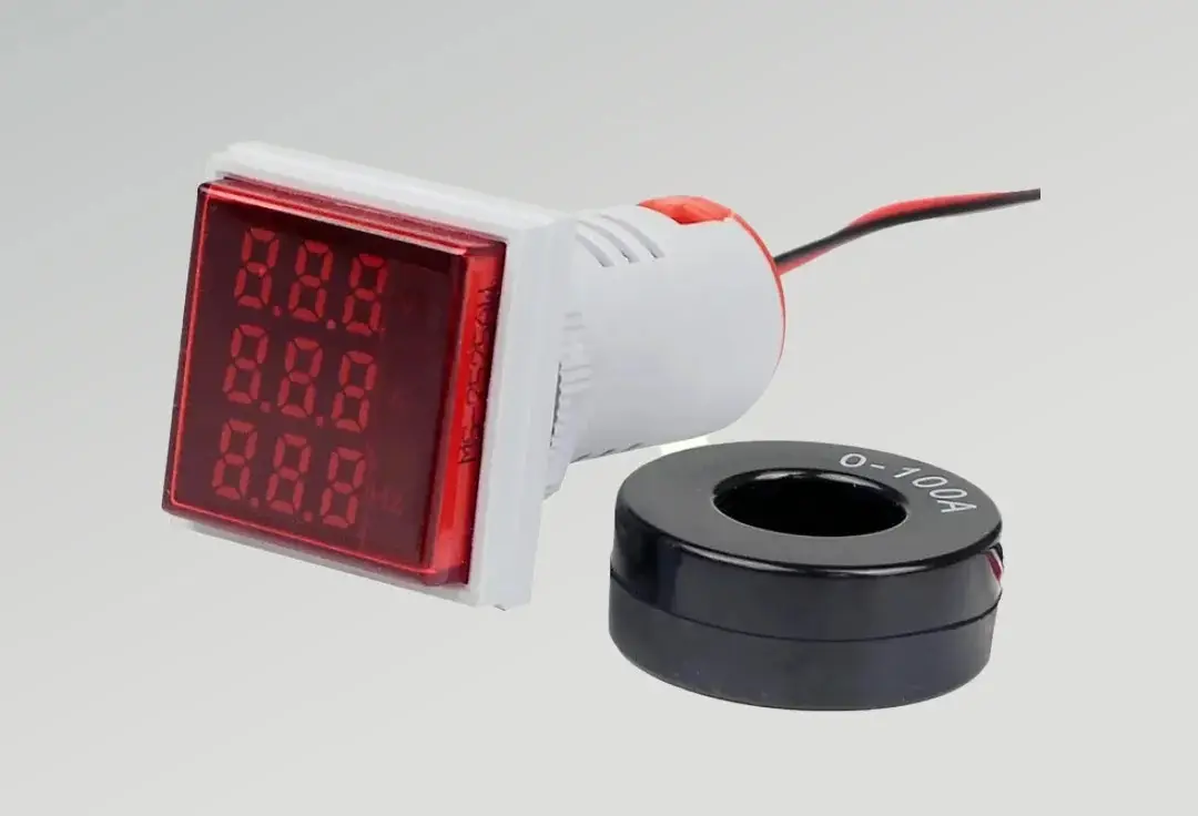 Digital 3 in 1 AC Ammeter, Voltmeter, Hz 22mm  Indicator