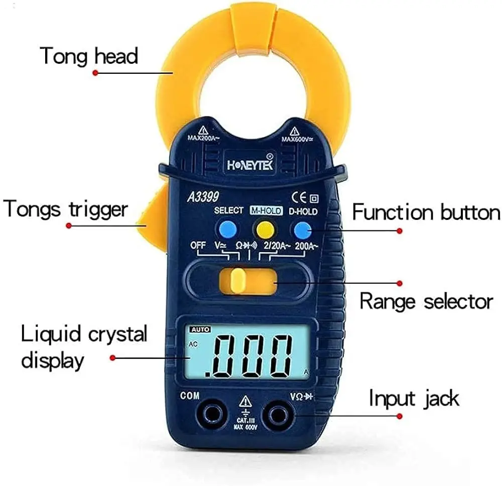HONEYTEK Mini Digital Clamp A3399 Multimeter