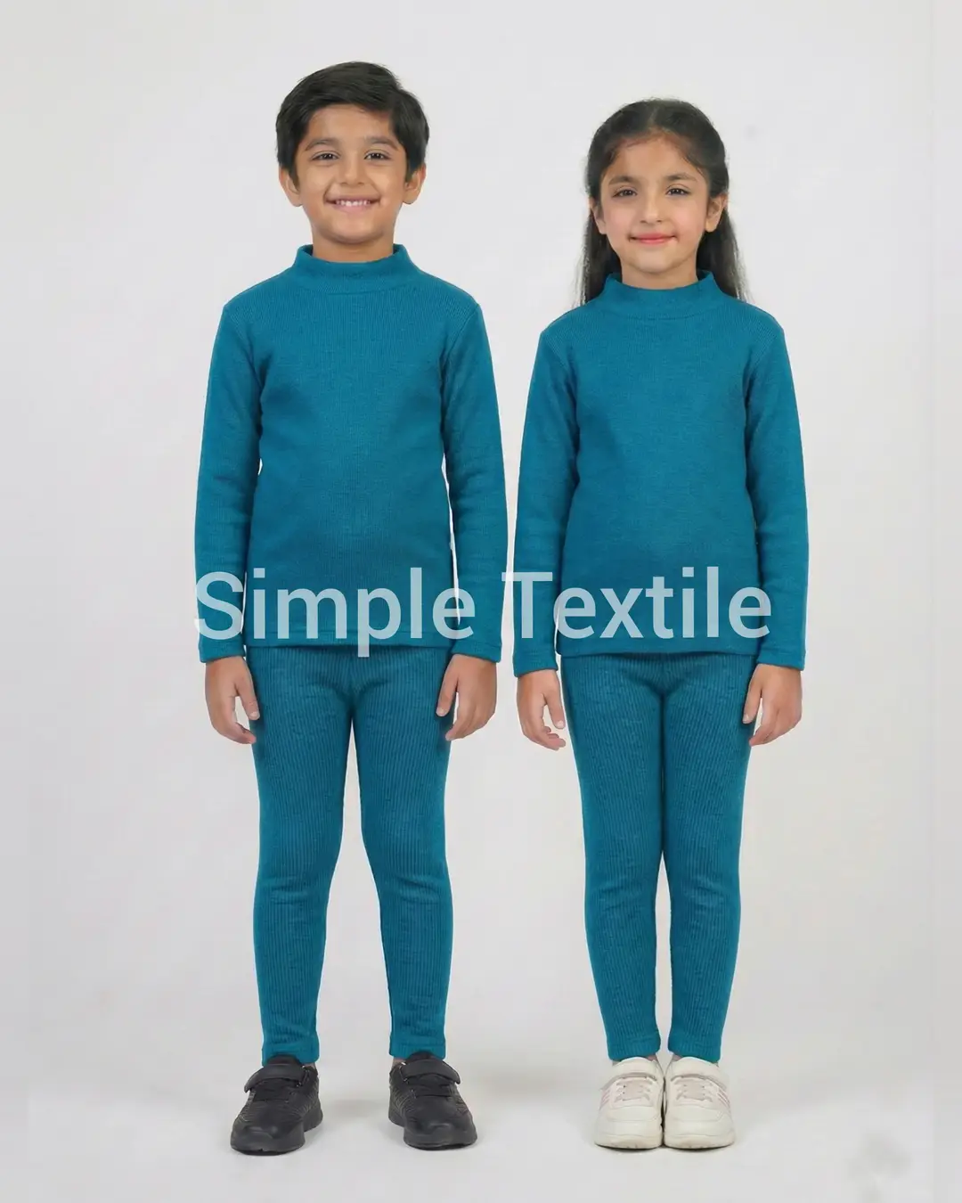 2 Pcs Girl's Stitched Fleece Plain Night Suit