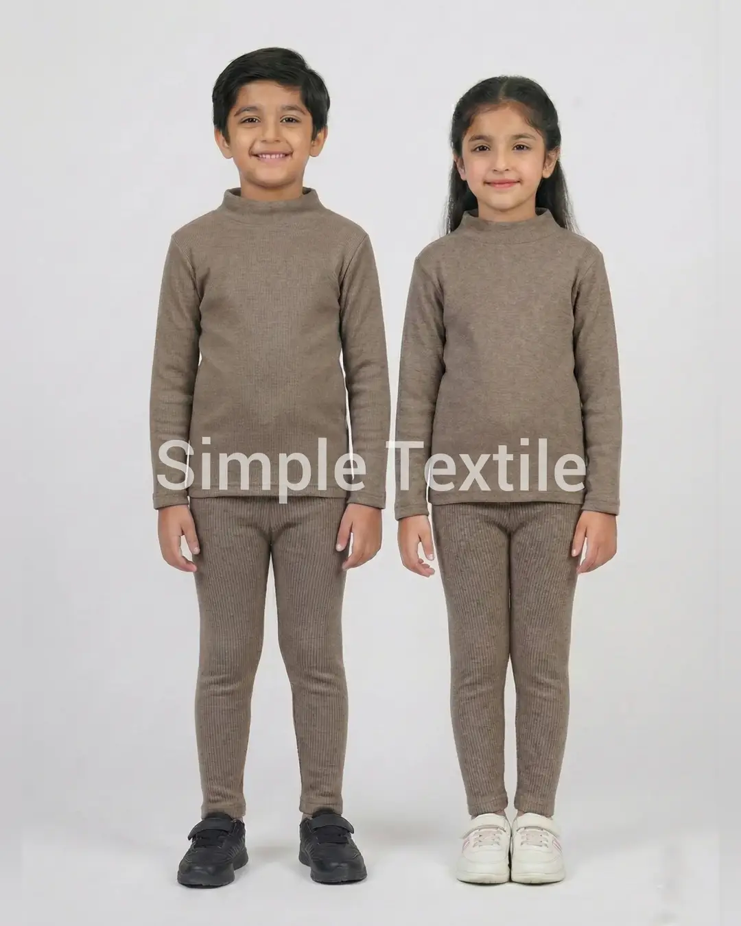 2 Pcs Girl's Stitched Fleece Plain Night Suit