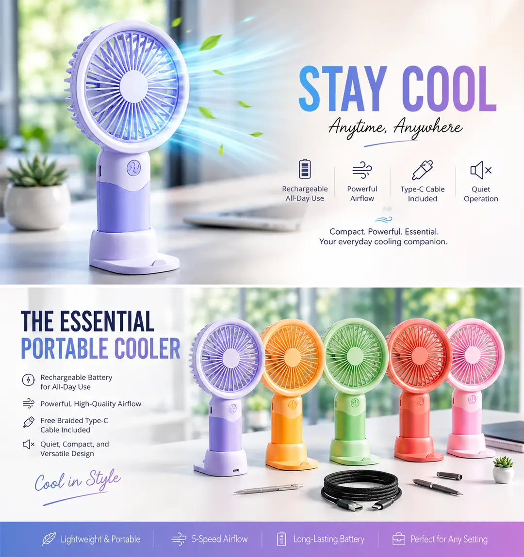 Operates Smoothly Rechargeable Fan 1.5