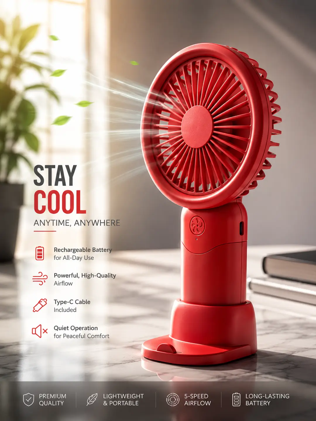 Operates Smoothly Rechargeable Fan 1.5