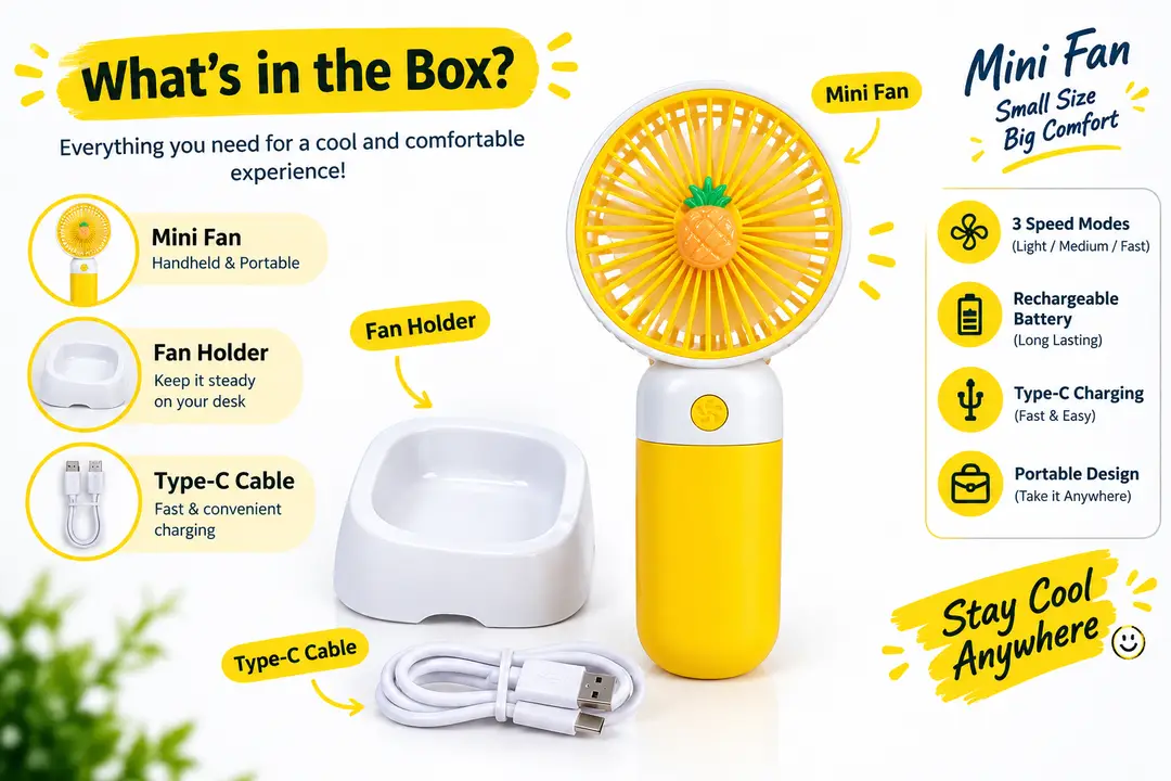 Portable Rechargeable Mini Fan | 3 Speed Handheld Fan