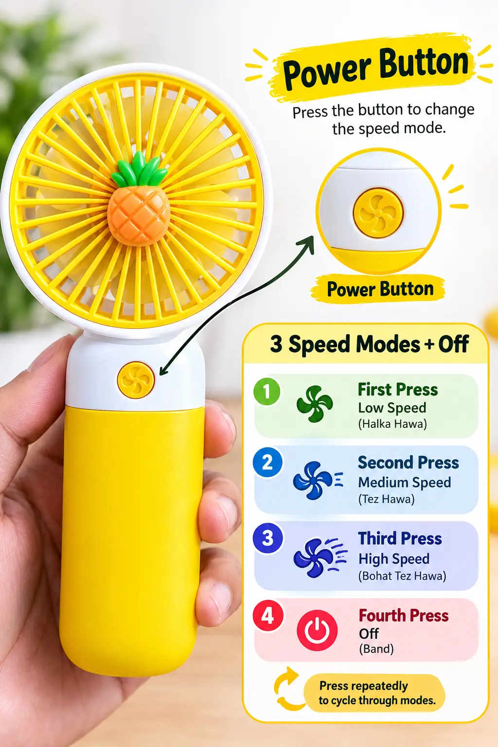 Portable Rechargeable Mini Fan | 3 Speed Handheld Fan