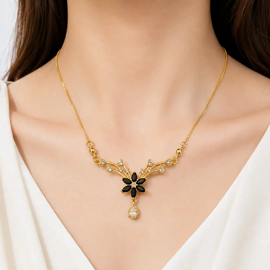Butterfly Design 1 Carat Gold Plated Crystal Necklace