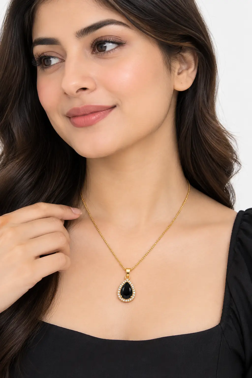 Pearl Stone 1 Carat Gold Plated Artificial Stones Necklace