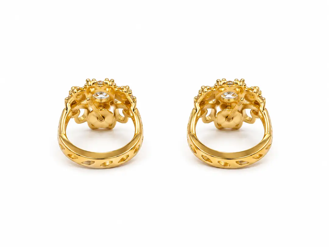 Modern Design 1 Carat Gold Plated Earrings