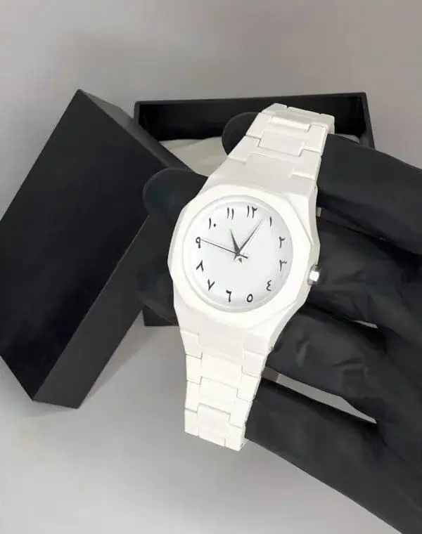 Men's Carbon Fiber White Arabic Aura Watch