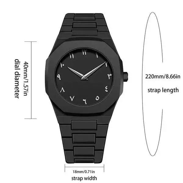 Men's Carbon Fiber Black Arabic Aura Watch (With White Numbers)