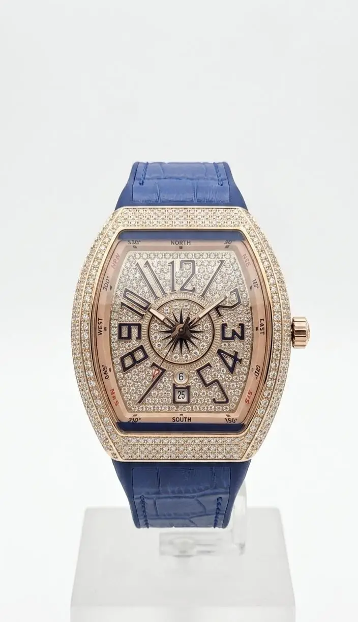 Diamond Stone Men's Luxury Fashion Watch, (Working Date & Premium Textured Strap)